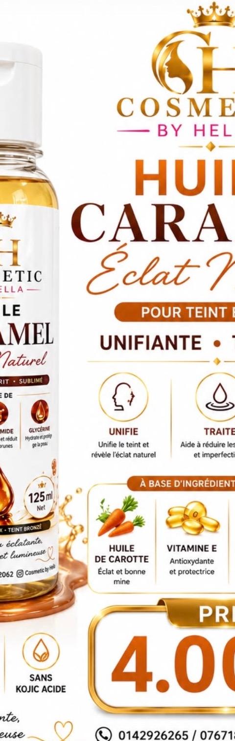 Huile caramel Teint Marron