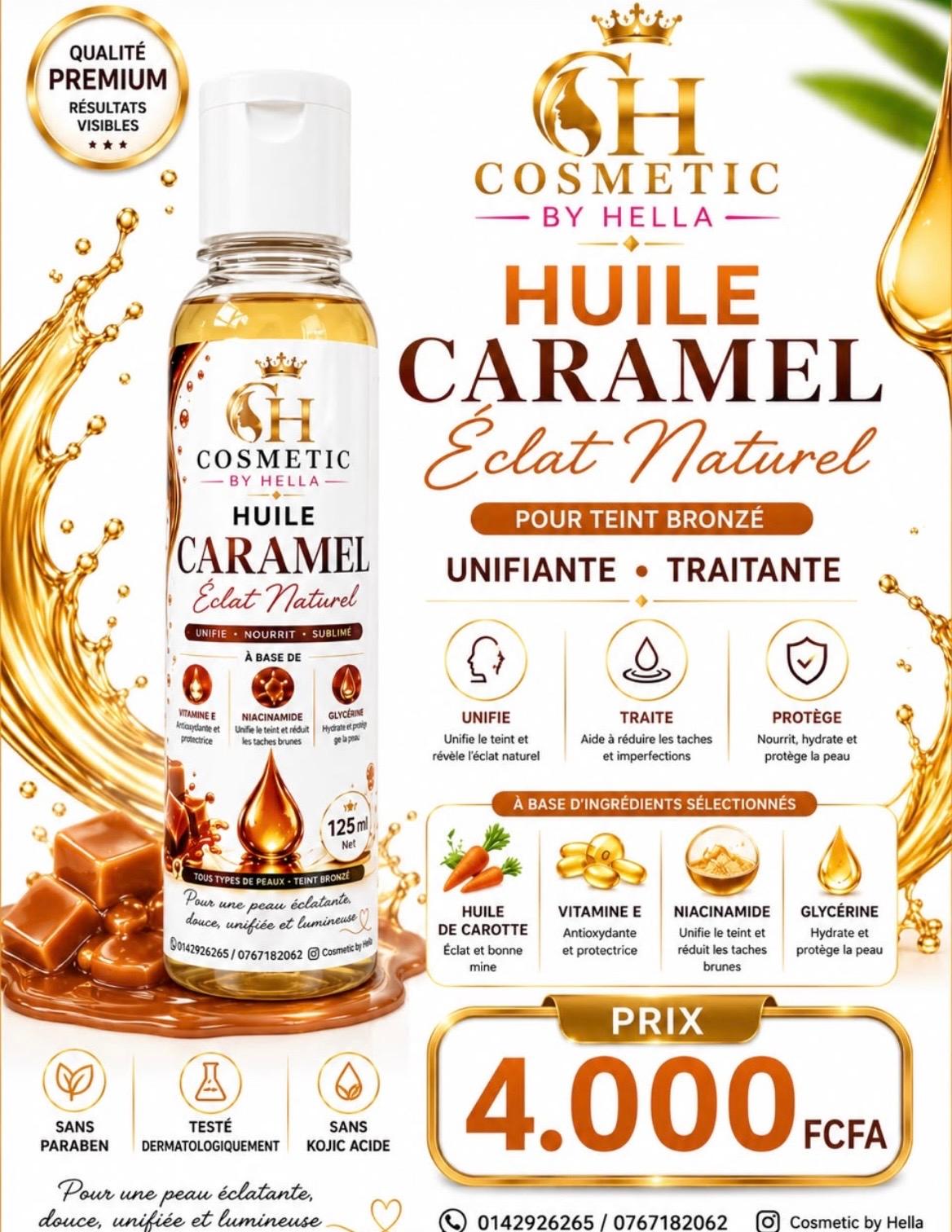 Huile caramel Teint Marron